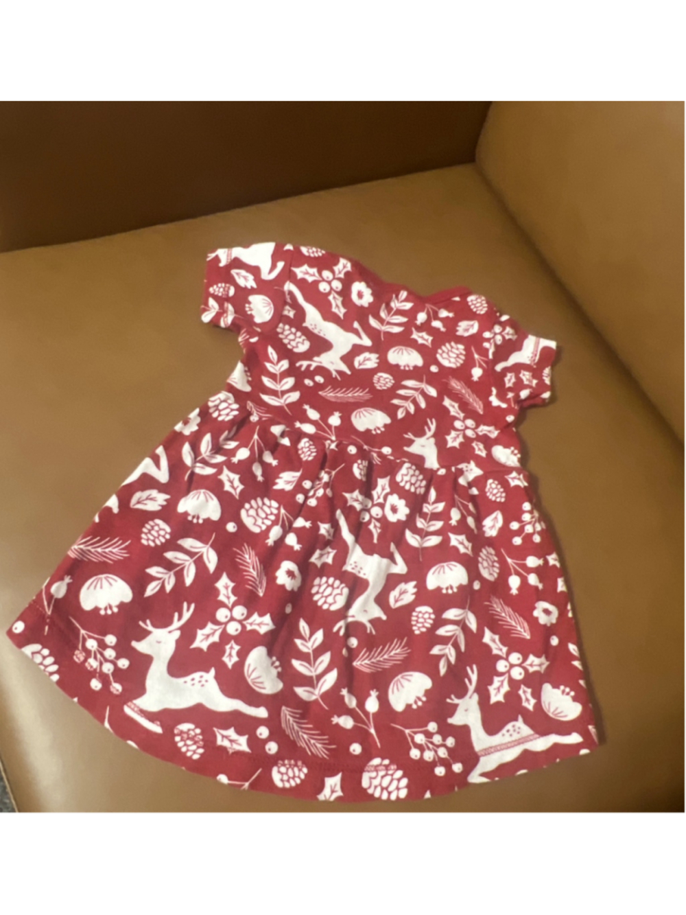 Baby Touched by Nature Red White Deer Print Casual Dress 3-6 Months - Picture 4 of 4
